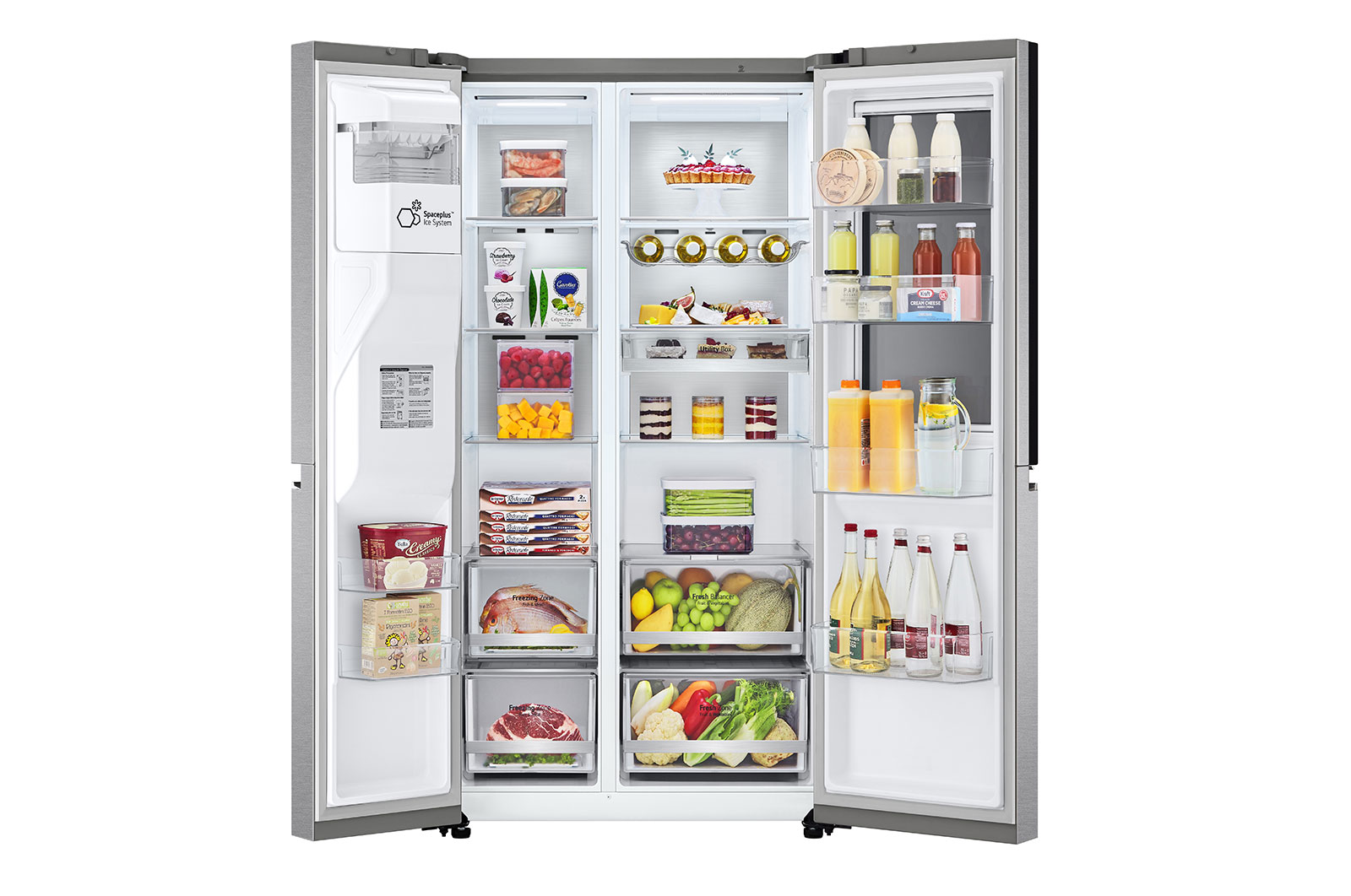 LG Side-by-Side Kühlschrank mit InstaView Door-in-Door® (E, 635L, 179cm hoch) mit Festwasseranschluss & Eis-, Crushed Ice- und Wasserspender | GSXV90MBAE , GSXV90MBAE