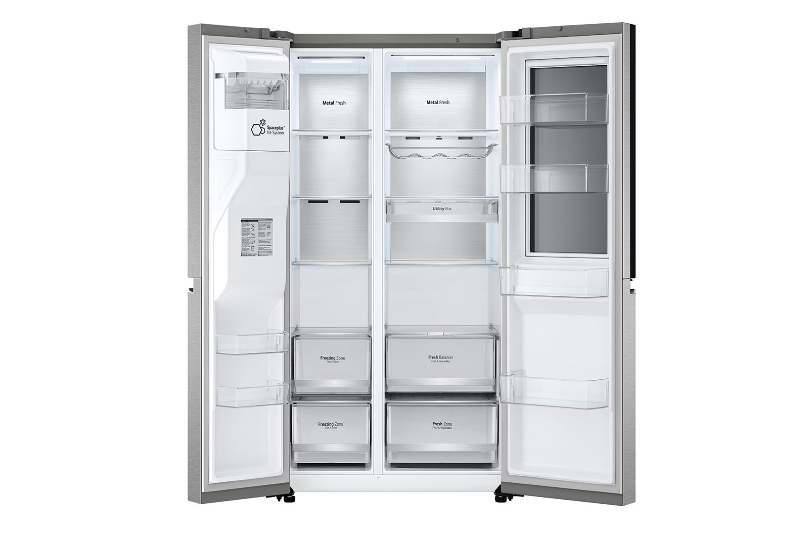 LG Side-by-Side Kühlschrank mit InstaView Door-in-Door® (E, 635L, 179cm hoch) mit Festwasseranschluss & Eis-, Crushed Ice- und Wasserspender | GSXV90MBAE , GSXV90MBAE