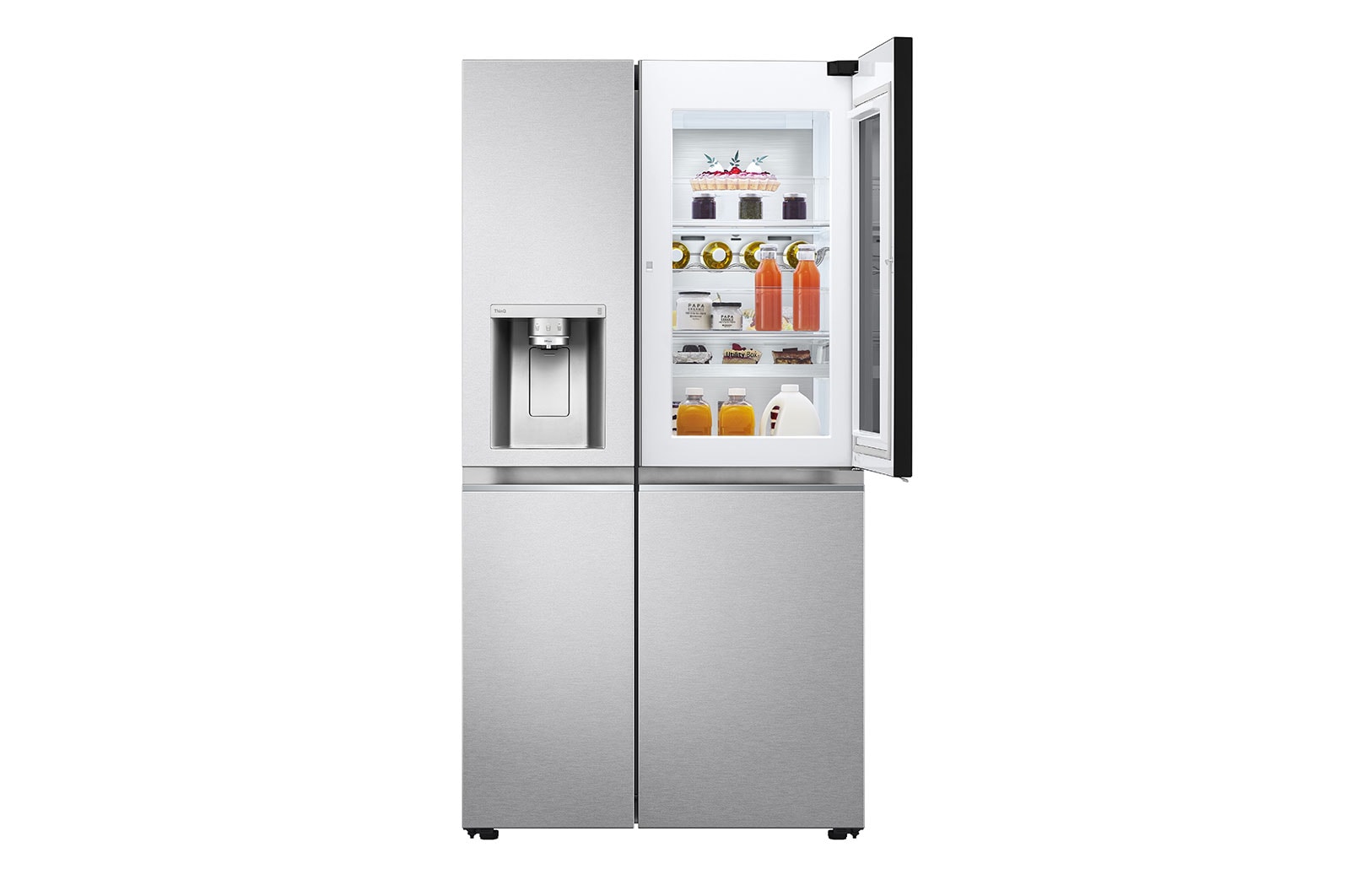 LG Side-by-Side Kühlschrank mit InstaView Door-in-Door® (E, 635L, 179cm hoch) mit Festwasseranschluss & Eis-, Crushed Ice- und Wasserspender | GSXV90MBAE , GSXV90MBAE