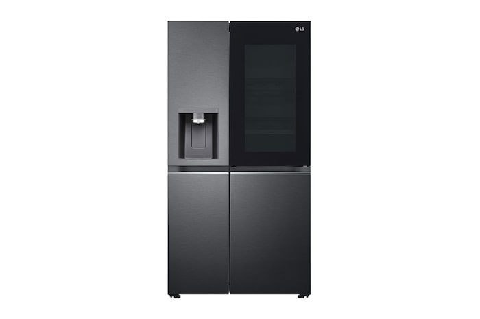 LG Side-by-Side Kühlschrank mit InstaView Door-in-Door® (E, 635L, 179cm hoch) mit Eis-, Crushed Ice- und Wasserspender & Festwasseranschluss | GSXV90MCAE, GSXV90MCAE