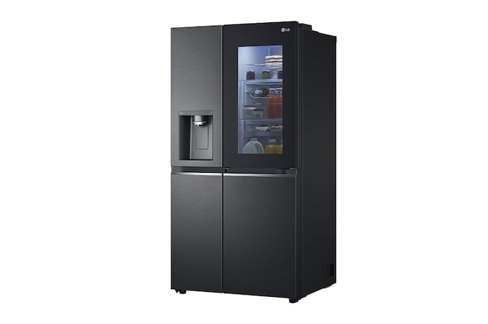 LG Side-by-Side Kühlschrank mit InstaView Door-in-Door® (E, 635L, 179cm hoch) mit Eis-, Crushed Ice- und Wasserspender & Festwasseranschluss | GSXV90MCAE, GSXV90MCAE