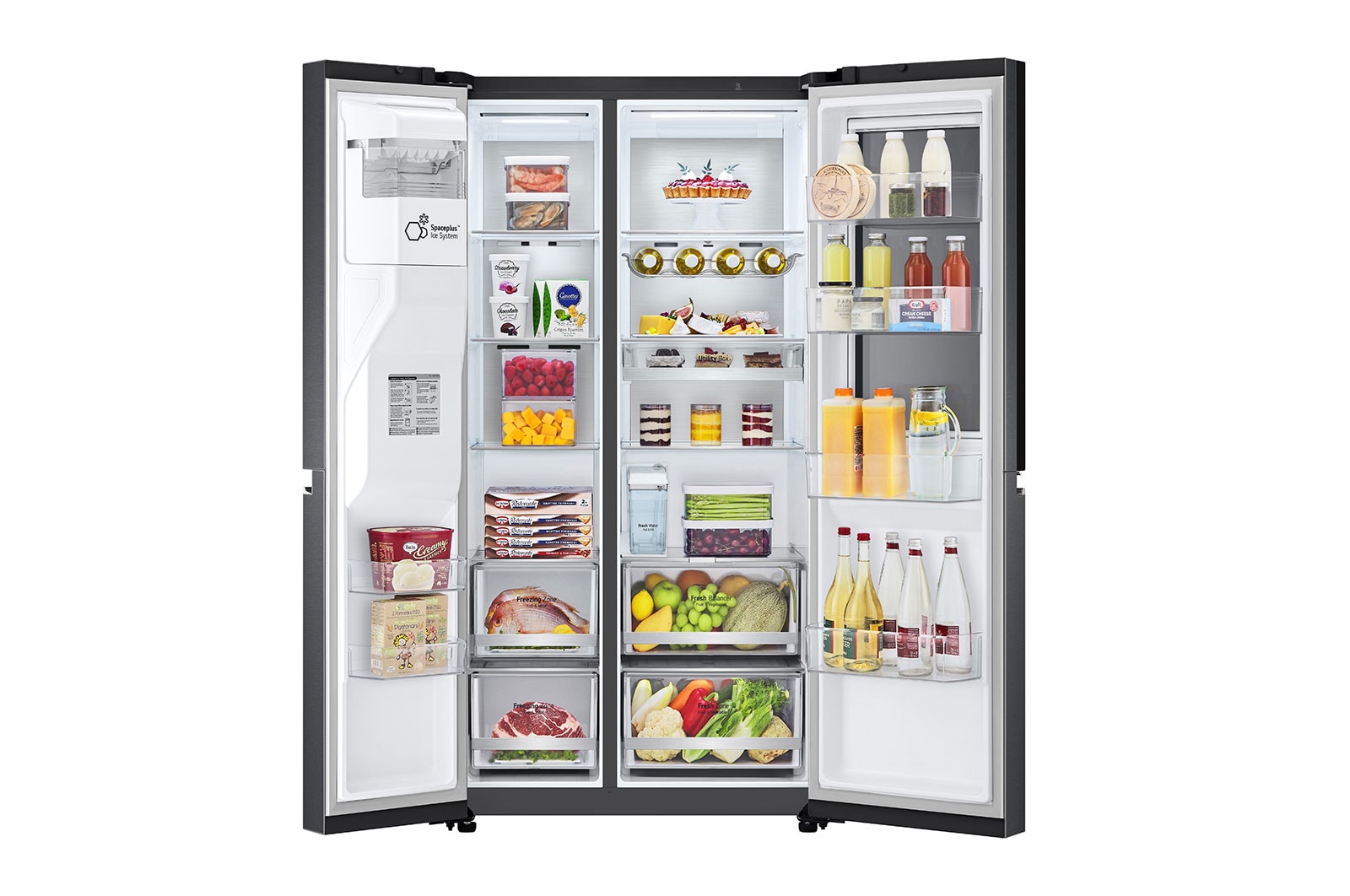 LG Side-by-Side Kühlschrank mit InstaView Door-in-Door® (E, 635L, 179cm hoch) mit Festwasseranschluss & Eis-, Crushed Ice- und Wasserspender | GSXV90MCAE, GSXV90MCAE