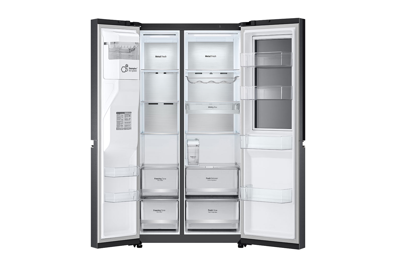 LG Side-by-Side Kühlschrank mit InstaView Door-in-Door® (E, 635L, 179cm hoch) mit Festwasseranschluss & Eis-, Crushed Ice- und Wasserspender | GSXV90MCAE, GSXV90MCAE