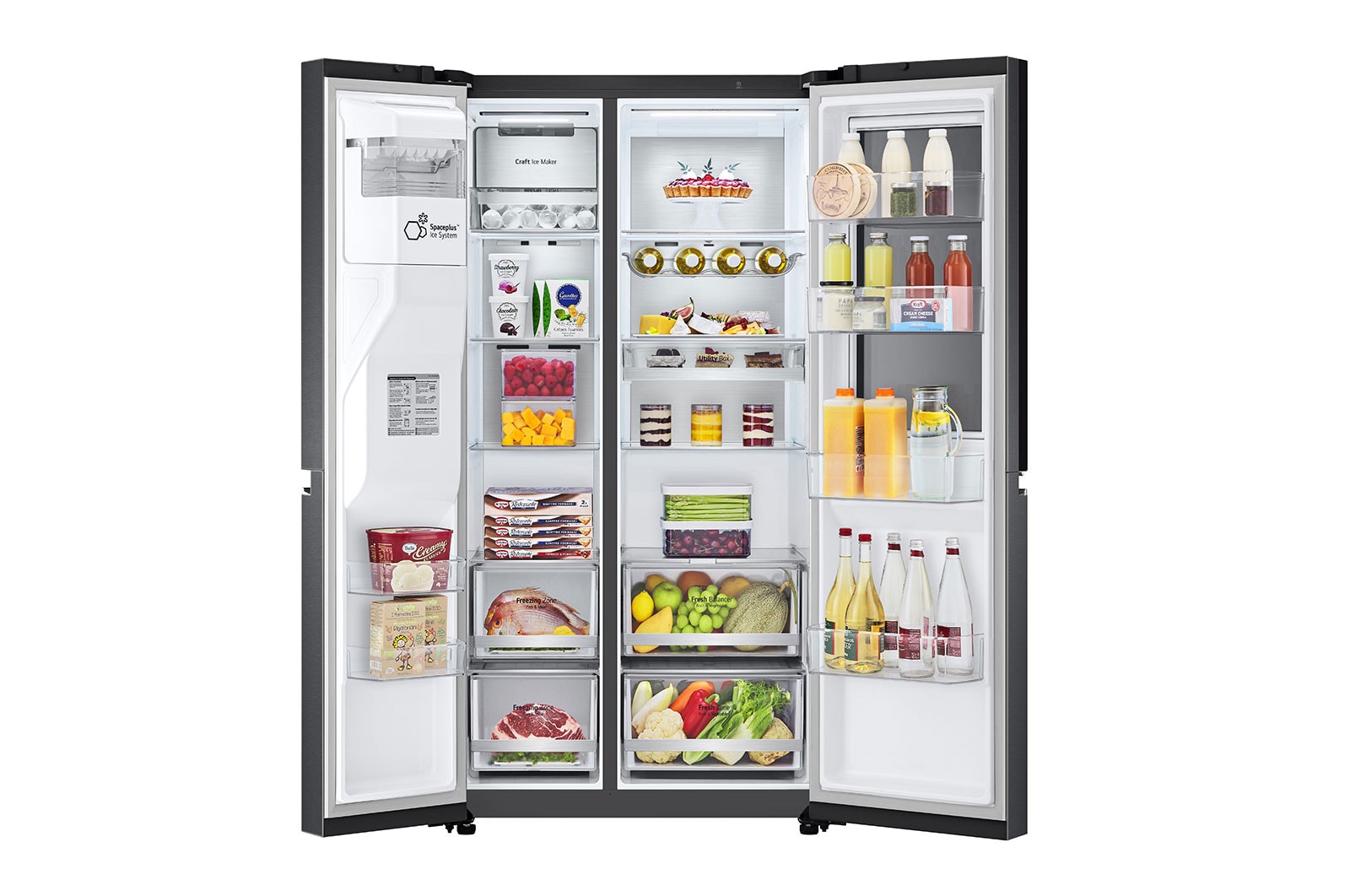 LG Side-by-Side Kühlschrank mit InstaView Door-in-Door® (E, 635L, 179cm hoch) mit Festwasseranschluss, Eis-, Crushed Ice-, Wasserspender & Craft Ice | GSXV90MCDE , GSXV90MCDE