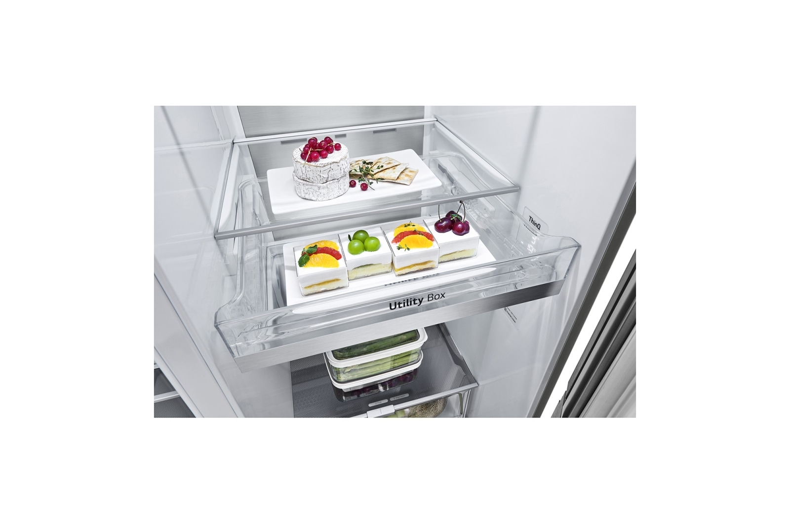 LG Side-by-Side mit InstaView Door-in-Door ®  | Eis-, Crushed Ice- und Wasserspender | 635 Liter Kapazität | Energieeffizienzklasse F | Festwasseranschluss | Platinum Silver | GSXV90PZAF , GSXV90PZAF