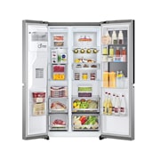 LG Side-by-Side mit InstaView Door-in-Door ®  | Eis-, Crushed Ice- und Wasserspender | 635 Liter Kapazität | Energieeffizienzklasse F | Festwasseranschluss | Platinum Silver | GSXV90PZAF , GSXV90PZAF