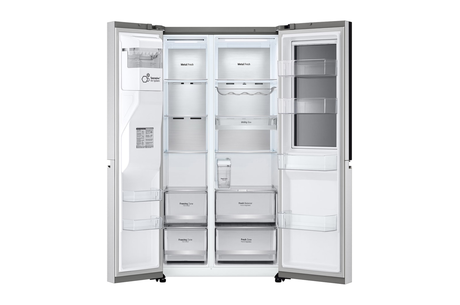 LG Side-by-Side Kühlschrank mit InstaView Door-in-Door® (F, 635L, 179 cm hoch) mit 4L internem Wassertank, Eis-, Crushed Ice- und Wasserspender | GSXV91BSAF, GSXV91BSAF