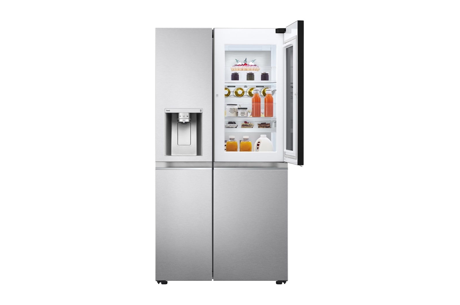 LG Side-by-Side Kühlschrank mit InstaView Door-in-Door® (F, 635L, 179 cm hoch) mit 4L internem Wassertank, Eis-, Crushed Ice- und Wasserspender | GSXV91BSAF, GSXV91BSAF