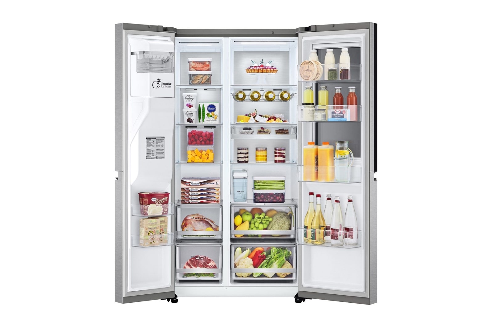 LG Side-by-Side mit  InstaView Door-in-Door® | Eis-, Crushed Ice- und Wasserspender  | 635 Liter Kapazität | Energieeffizienzklasse E | Interner Wassertank 4L | Metal Sorbet | GSXV91MBAE, GSXV91MBAE