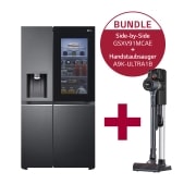 LG Side-by-Side Kühlschrank mit InstaView Door-in-Door® (E, 635L, 179cm hoch) & Handstaubsauger Full Black im Set I GSXV91MCAE.A9K1B, GSXV91MCAE.A9K1B