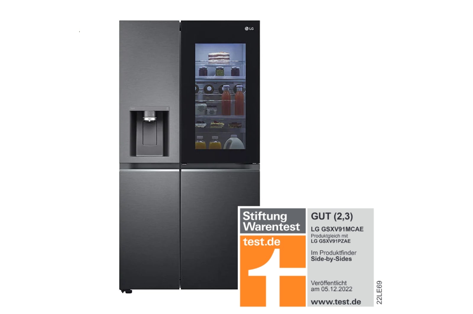 LG Side-by-Side-Kühlschrank InstaView LG | DE GSXV91MCAE 