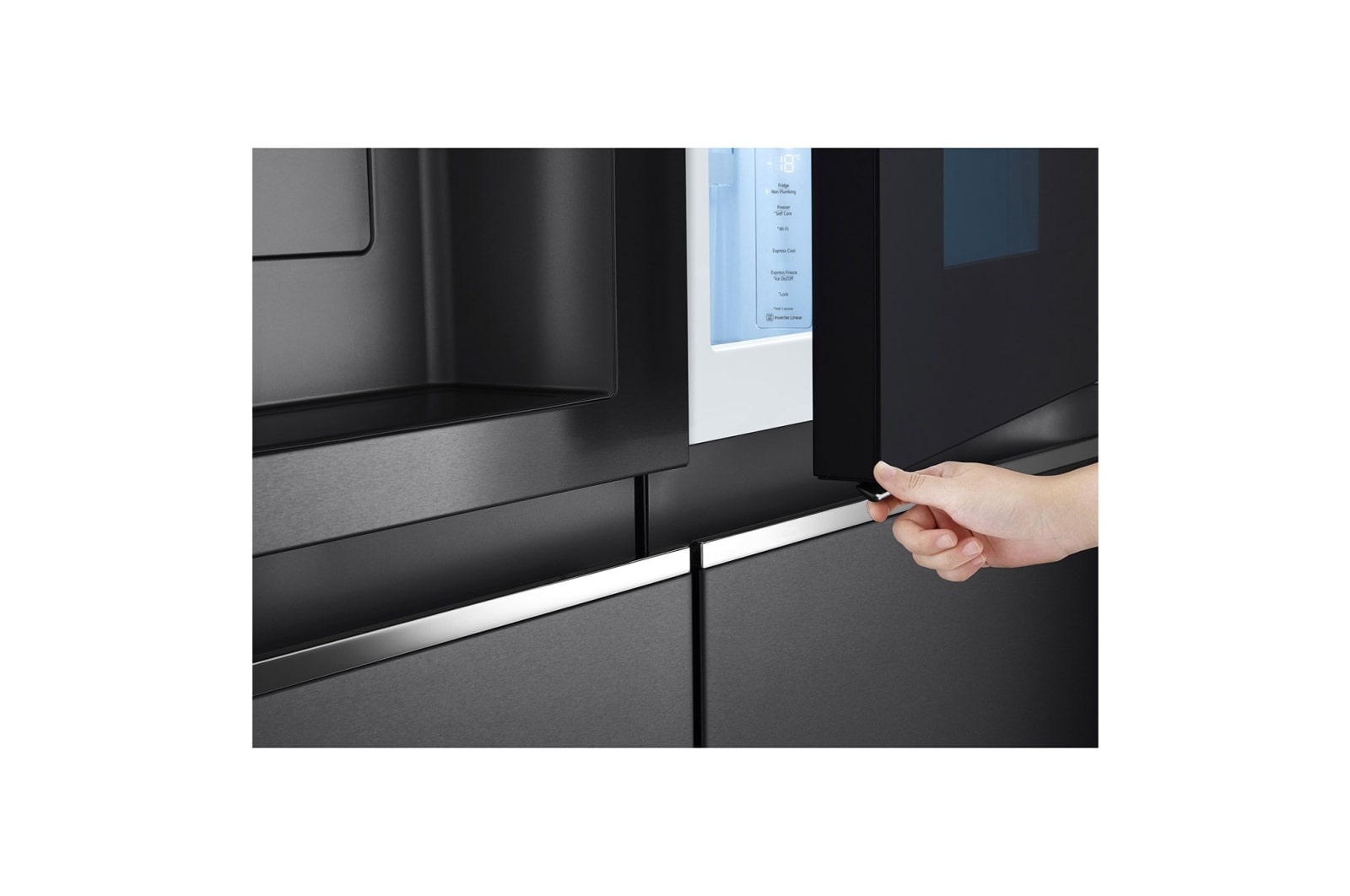 LG Side-by-Side mit InstaView Door-in-Door® | Eis-, Crushed Ice- und Wasserspender  | 635 Liter Kapazität | Energieeffizienzklasse F | Interner Wassertank 4L | Matte Black | GSXV91MCAF, GSXV91MCAF