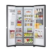 LG Side-by-Side mit InstaView Door-in-Door® | Eis-, Crushed Ice- und Wasserspender  | 635 Liter Kapazität | Energieeffizienzklasse F | Interner Wassertank 4L | Matte Black | GSXV91MCAF, GSXV91MCAF