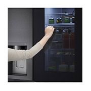 LG Side-by-Side mit InstaView Door-in-Door® | Eis-, Crushed Ice- und Wasserspender  | 635 Liter Kapazität | Energieeffizienzklasse F | Interner Wassertank 4L | Matte Black | GSXV91MCAF, GSXV91MCAF