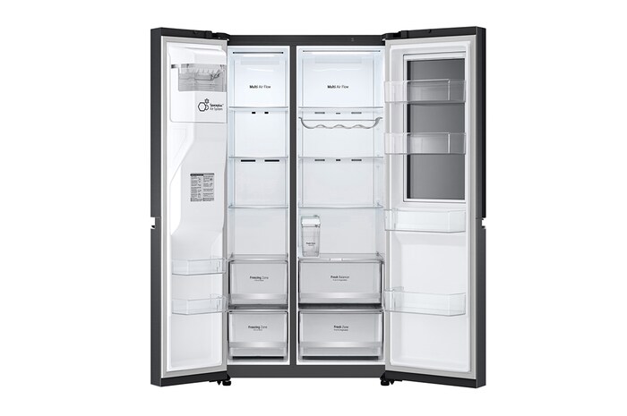 LG Side-by-Side Kühlschrank mit InstaView Door-in-Door® (EEK E, 635L, 179cm hoch) mit Eis-, Crushed Ice- und Wasserspender & internem Wassertank | GSXV91MCLE, GSXV91MCLE