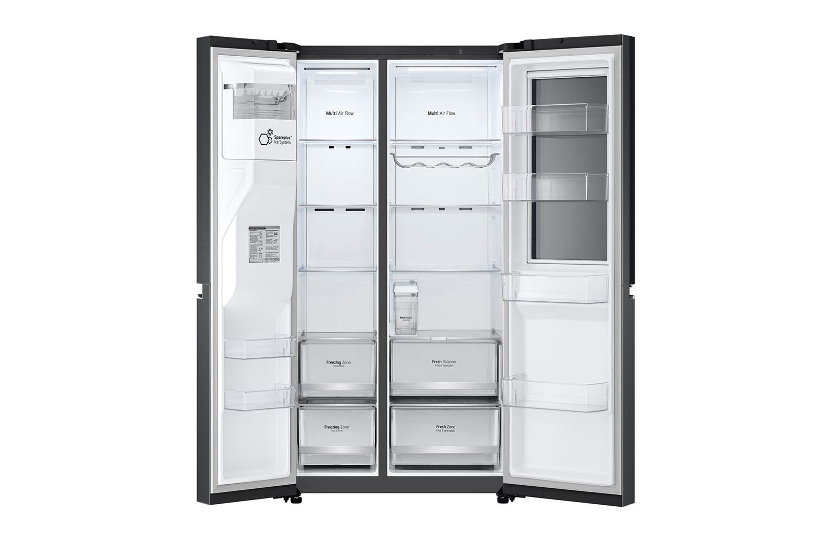 LG Side-by-Side Kühlschrank mit InstaView Door-in-Door® (E, 635L, 179cm hoch) mit Eis-, Crushed Ice- und Wasserspender & internem Wassertank | GSXV91MCLE, GSXV91MCLE