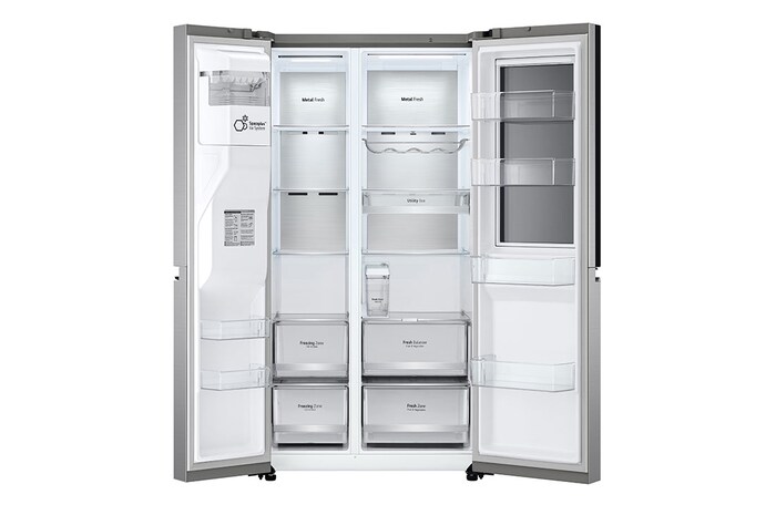LG Side-by-Side Kühlschrank mit InstaView Door-in-Door® (EEK E, 635L, 179cm hoch) mit Eis-, Crushed Ice- und Wasserspender & internem Wassertank | GSXV91PZAE, GSXV91PZAE