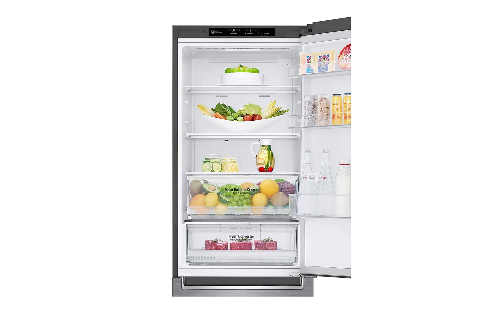 LG Kühl-Gefrierkombination | 341 Liter Nutzinhalt | Energieeffizienzklasse D | Steel | 186 cm hoch | Inverter Linear Compressor® | GBB61PZGFN, GBB61PZGFN