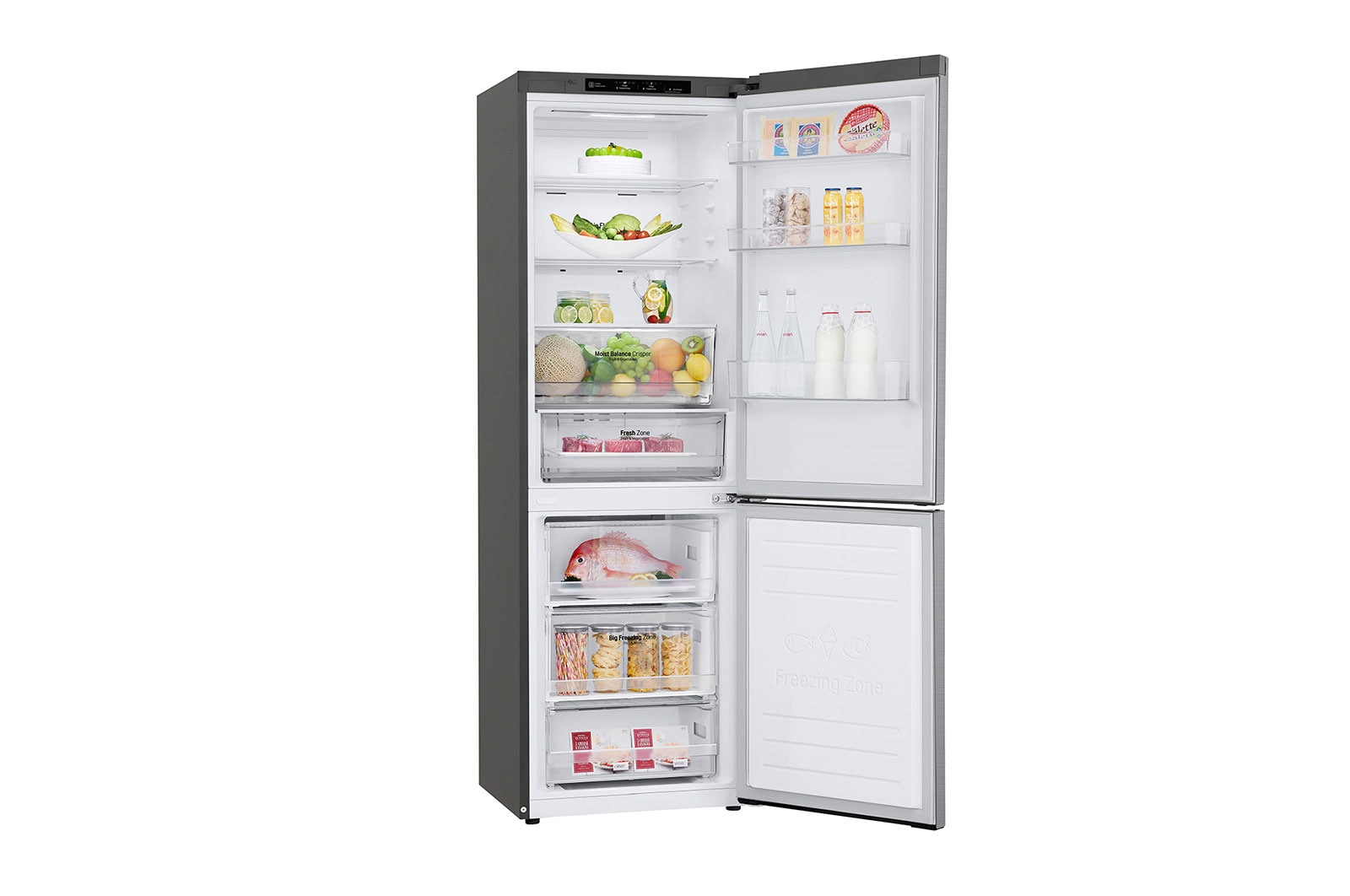 LG Kühl-Gefrierkombination | 341 Liter Nutzinhalt | Energieeffizienzklasse D | Steel | 186 cm hoch | Inverter Linear Compressor® | GBB61PZGFN, GBB61PZGFN