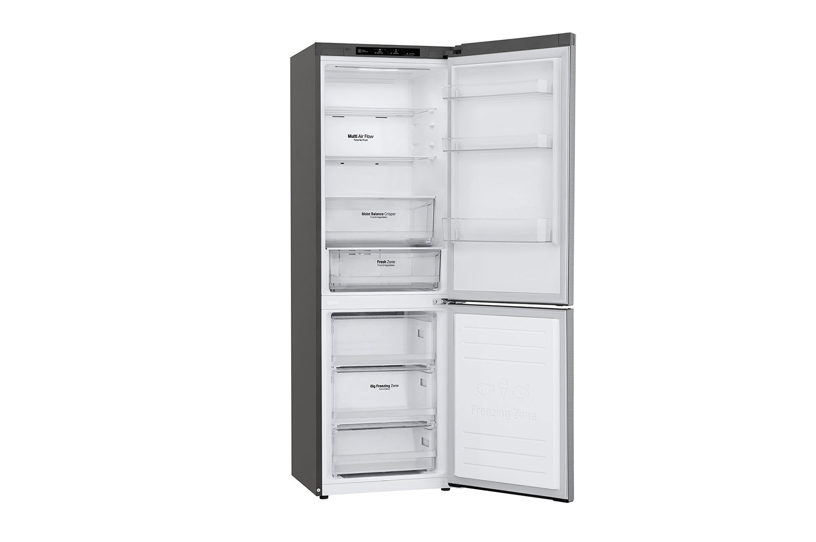 LG Kühl-Gefrierkombination | 341 Liter Nutzinhalt | Energieeffizienzklasse D | Steel | 186 cm hoch | Inverter Linear Compressor® | GBB61PZGFN, GBB61PZGFN