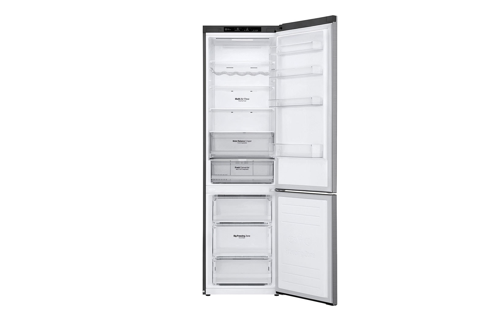 LG Kühl-Gefrierkombination | 384 Liter Nutzinhalt | Energieeffizienzklasse D | Steel | 203 cm | Inverter Linear Kompressor | GBB62PZGFN, GBB62PZGFN