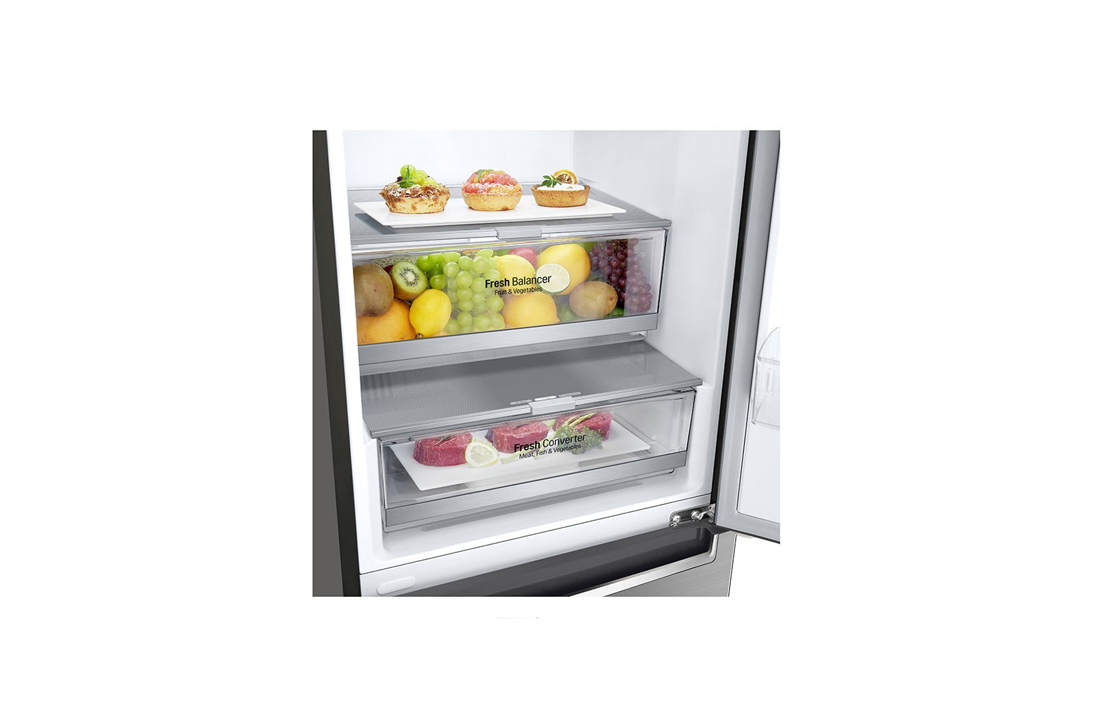 LG Kühl-Gefrierkombination | 341 Liter Nutzinhalt | Energieeffizienzklasse D | Steel | 186 cm | Inverter-Linearkompressor | GBB72SWEFN, GBB71PZDFN