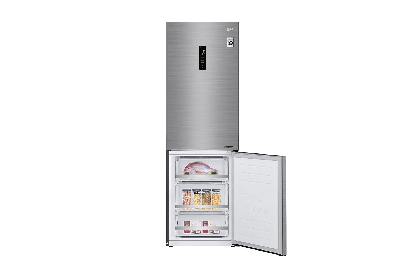 LG Kühl-Gefrierkombination | 341 Liter Nutzinhalt | Energieeffizienzklasse D | Steel | 186 cm | Inverter-Linearkompressor | GBB72SWEFN, GBB71PZDFN