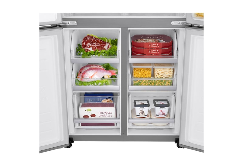 LG Multi-Door mit Eis-, Crushed Ice- und Wasserspender | 506 Liter Kapazität | Energieeffizienzklasse E | Festwasseranschluss | Steel | GML844PZKZ, GML844PZKZ