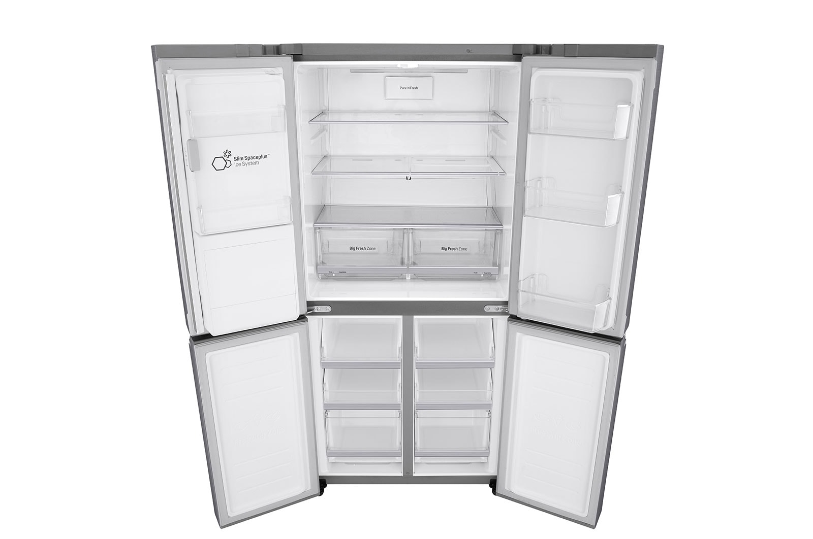 LG Multi-Door mit Eis-, Crushed Ice- und Wasserspender | 506 Liter Kapazität | Energieeffizienzklasse E | Festwasseranschluss | Steel | GML844PZKZ, GML844PZKZ