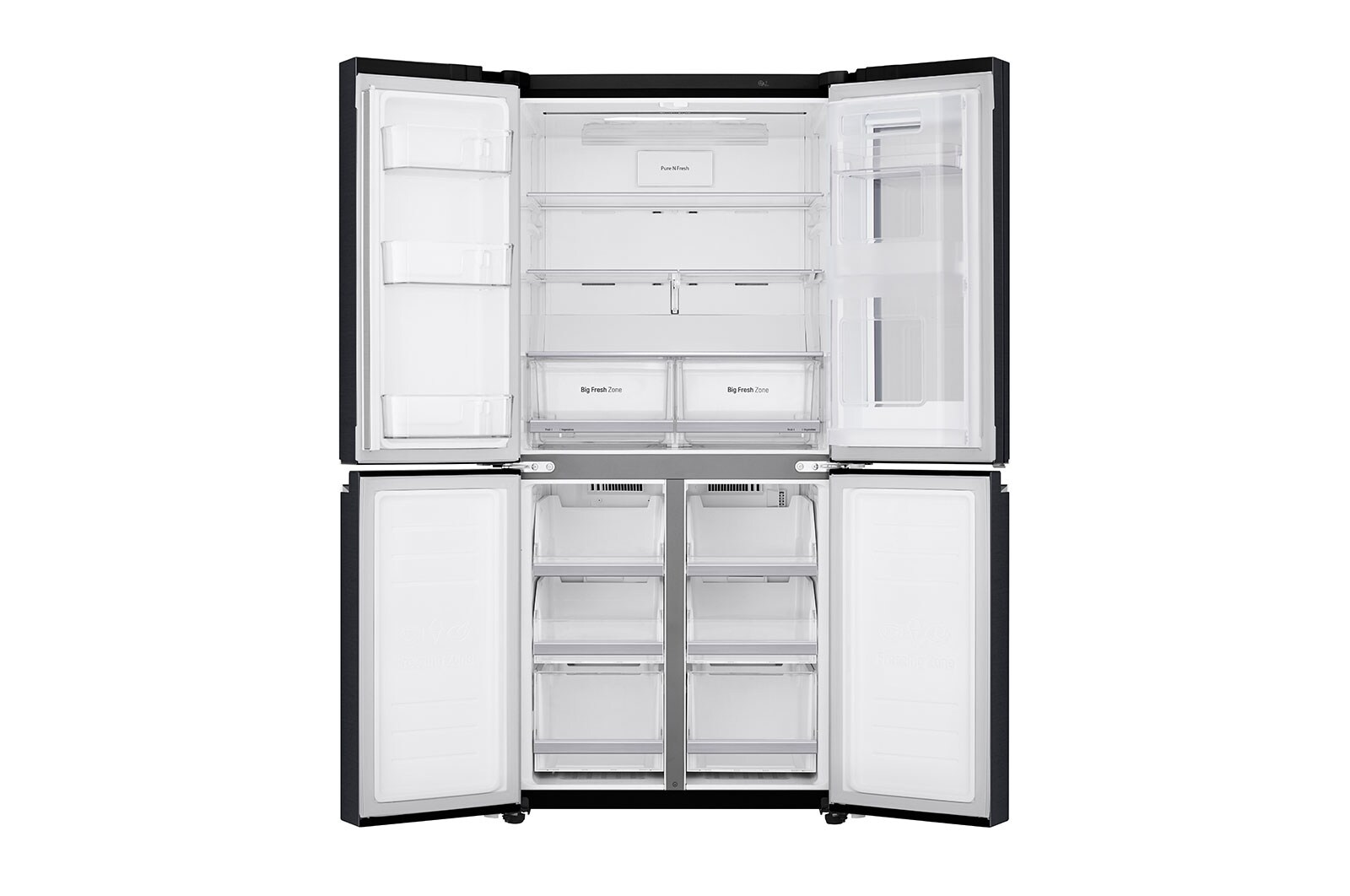 LG Multi-Door mit InstaView Door-in-Door ® | Eis-, Crushed Ice- und Wasserspender | 530 Liter Kapazität | Energieeffizienzklasse F | Matte Black Steel | GMQ844MCKV, GMQ844MCKV