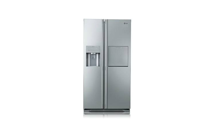 LG Side-by-Side Kühlschrank mit 527 l Nutzinhalt, Frische-Highlights wie Fresh O Zone sowie Eis-, Crushed Eis- und Wasserspender. Ein Festwasseranschluss ist nicht notwendig., GS5162AELZ