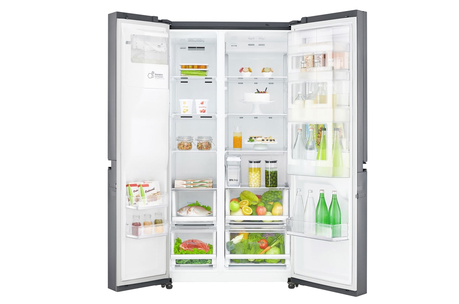LG Side-by-Side mit Door-in-Door® |  Eis-, Crushed Ice- und Wasserspender  | 625 Liter Kapazität | Energieeffizienzklasse E | Interner Wassertank 4L | Grau | GSJ471DIDZ, GSJ471DIDZ