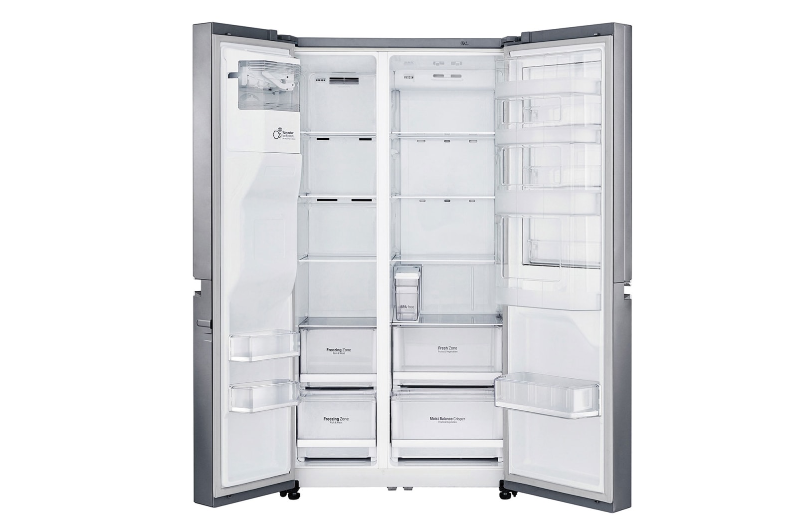 LG Side-by-Side mit Door-in-Door® |  Eis-, Crushed Ice- und Wasserspender  | 625 Liter Kapazität | Energieeffizienzklasse E | Interner Wassertank 4L | Grau | GSJ471DIDZ, GSJ471DIDZ