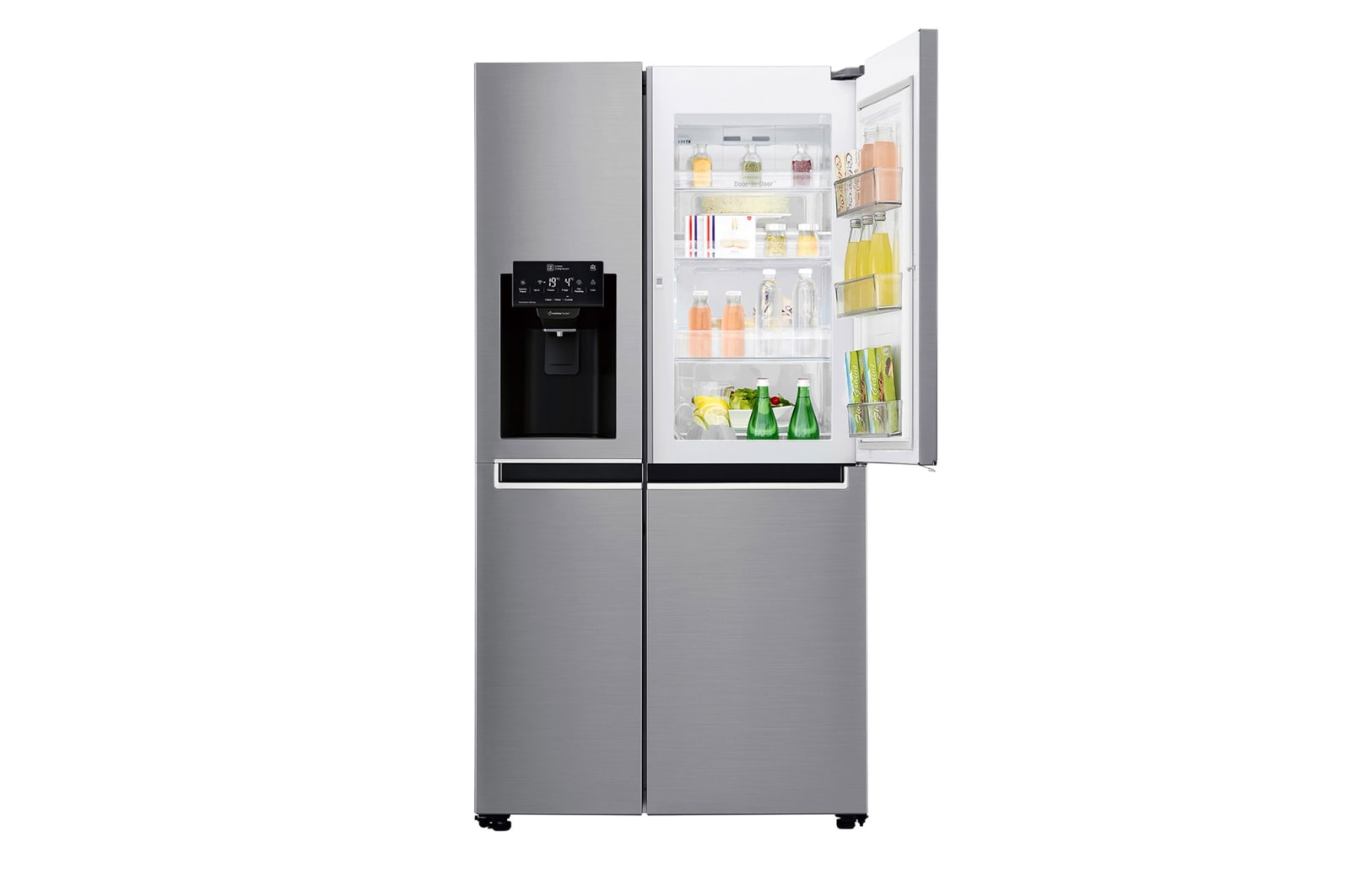 LG Side-by-Side mit Door-in-Door® |  Eis-, Crushed Ice- und Wasserspender  | 625 Liter Kapazität | Energieeffizienzklasse E | Interner Wassertank 4L | Grau | GSJ471DIDZ, GSJ471DIDZ