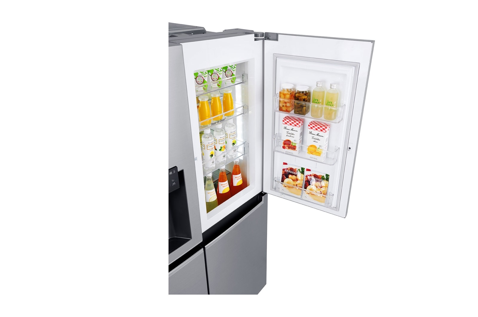 LG Side-by-Side mit Door-in-Door® |  Eis-, Crushed Ice- und Wasserspender  | 625 Liter Kapazität | Energieeffizienzklasse E | Interner Wassertank 4L | Grau | GSJ471DIDZ, GSJ471DIDZ