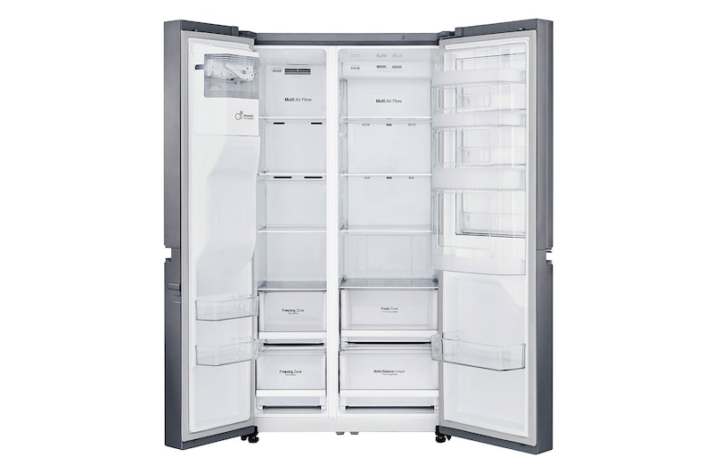 LG Side-by-Side mit Door-in-Door® | Eis-, Crushed Ice- und Wasserspender | 625 Liter Kapazität | Energieeffizienzklasse F | Festwasseranschluss | Dark Graphite | GSJ470DIDV, GSJ470DIDV