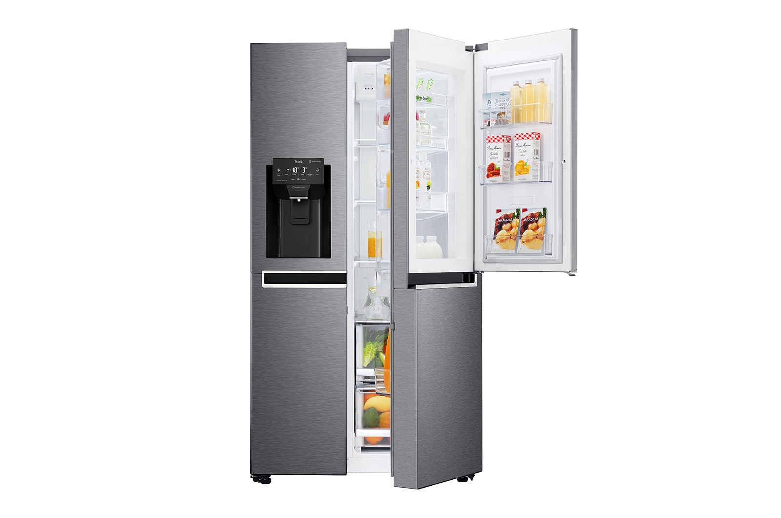 LG Side-by-Side mit Door-in-Door® |  Eis-, Crushed Ice- und Wasserspender  | 625 Liter Kapazität | Energieeffizienzklasse F | Festwasseranschluss  | Dark Graphite | GSJ470DIDV, GSJ470DIDV