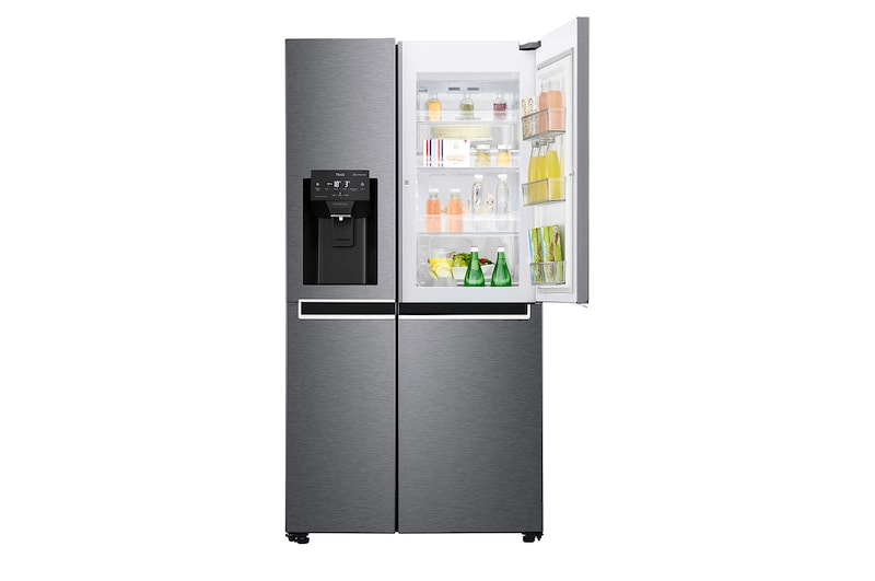 LG Side-by-Side mit Door-in-Door® | Eis-, Crushed Ice- und Wasserspender | 625 Liter Kapazität | Energieeffizienzklasse F | Festwasseranschluss | Dark Graphite | GSJ470DIDV, GSJ470DIDV