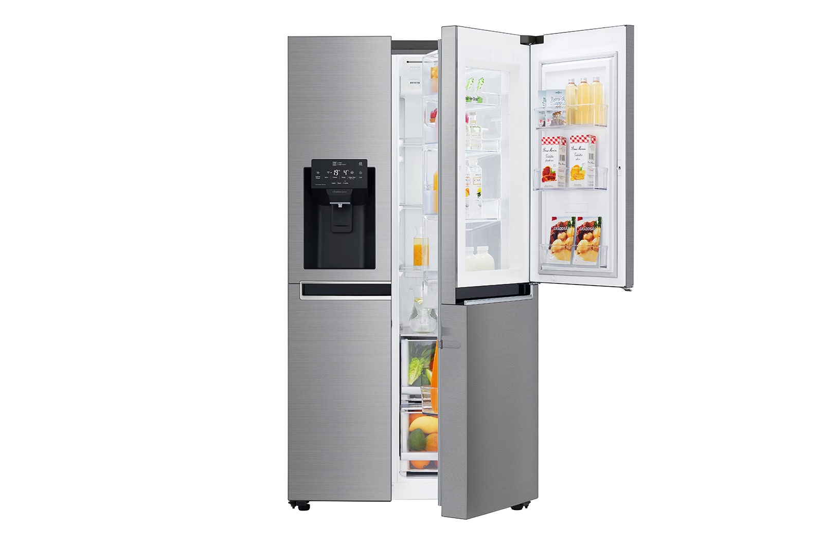 LG Side-by-Side mit Door-in-Door® | Eis-, Crushed Ice- und Wasserspender | 625 Liter Kapazität | Energieeffizienzklasse F | Festwasseranschluss | Steel | GSJ760PZZZ, GSJ760PZZZ