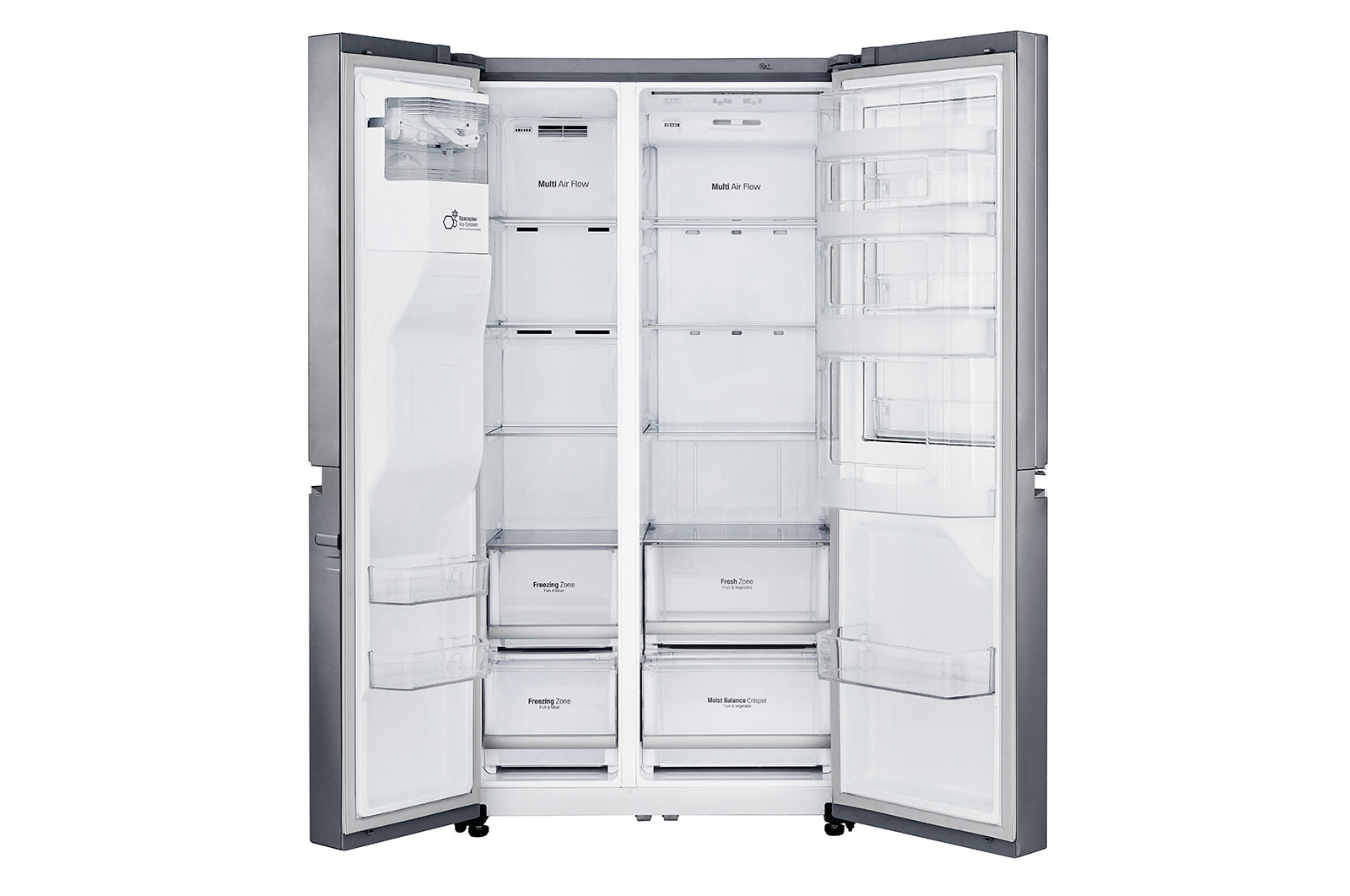 LG Side-by-Side mit Door-in-Door® | Eis-, Crushed Ice- und Wasserspender | 625 Liter Kapazität | Energieeffizienzklasse F | Festwasseranschluss | Steel | GSJ760PZZZ, GSJ760PZZZ