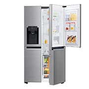 LG Side-by-Side mit Door-in-Door® | Eis-, Crushed Ice- und Wasserspender | 625 Liter Kapazität | Energieeffizienzklasse F | Festwasseranschluss | Steel | GSJ760PZZZ, GSJ760PZZZ