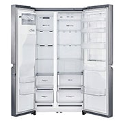 LG Side-by-Side mit Door-in-Door® | Eis-, Crushed Ice- und Wasserspender | 625 Liter Kapazität | Energieeffizienzklasse F | Festwasseranschluss | Steel | GSJ760PZZZ, GSJ760PZZZ
