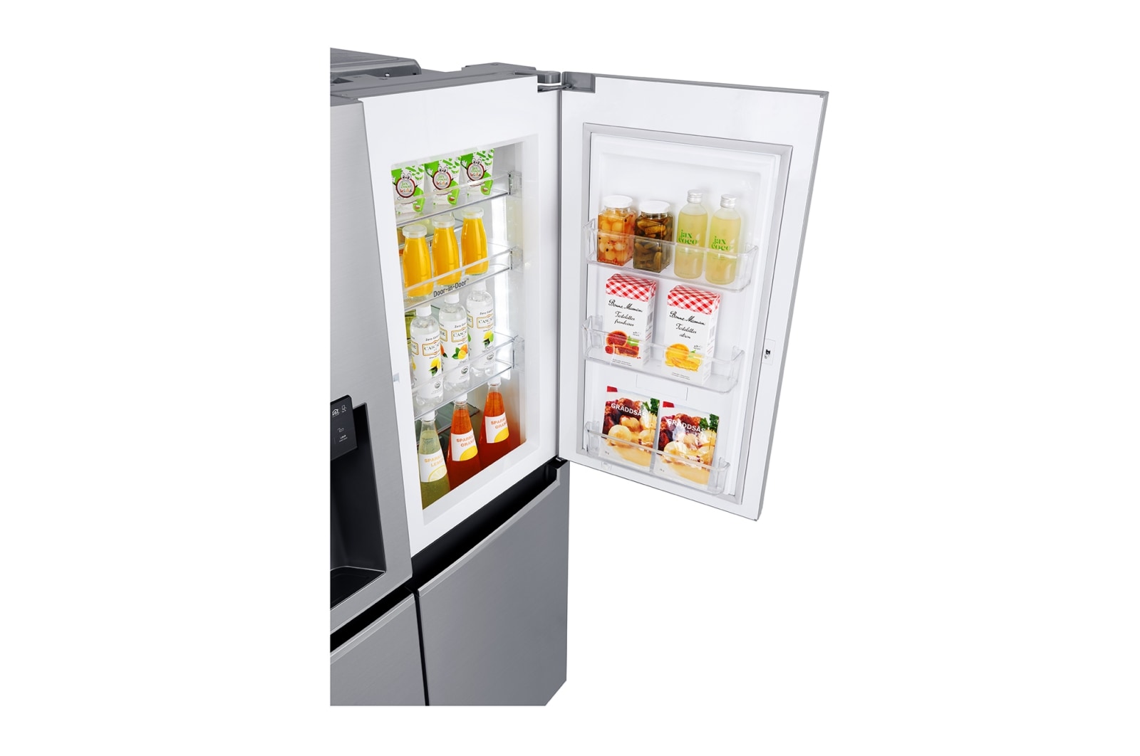 LG Side-by-Side mit Door-in-Door® | Eis-, Crushed Ice- und Wasserspender | 625 Liter Kapazität | Energieeffizienzklasse F | Interner Wassertank 4L | Steel | GSJ761PZZZ, GSJ761PZZZ