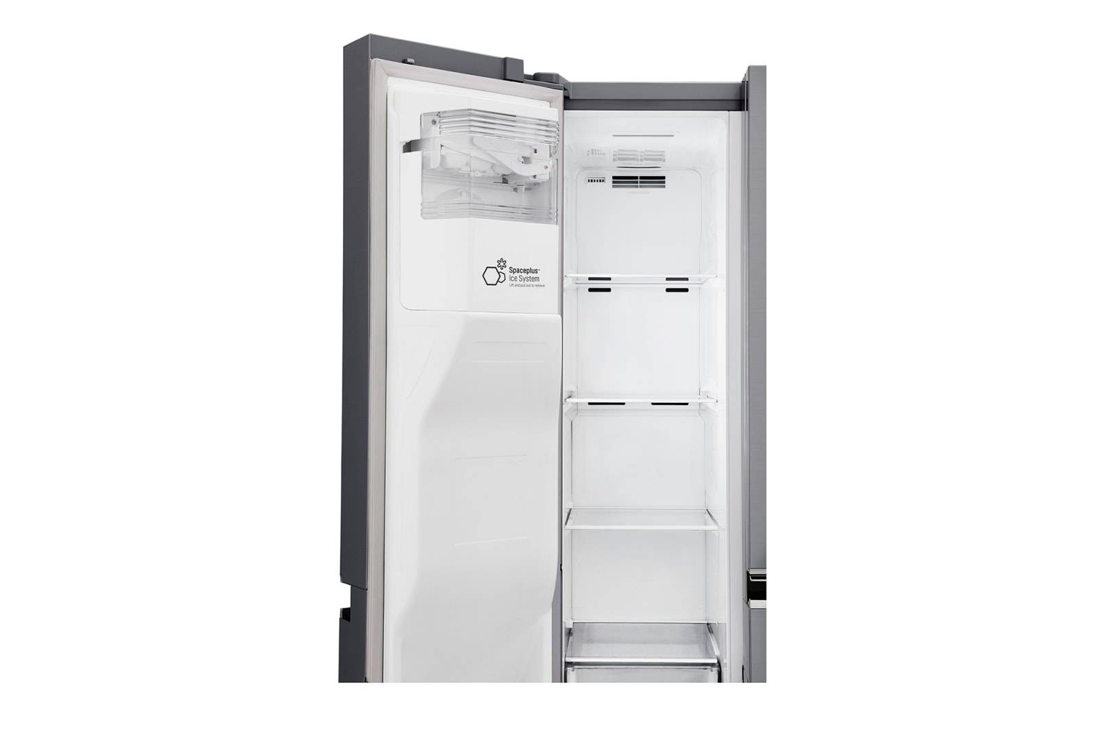 LG Side-by-Side mit Door-in-Door® | Eis-, Crushed Ice- und Wasserspender | 625 Liter Kapazität | Energieeffizienzklasse F | Interner Wassertank 4L | Steel | GSJ761PZZZ, GSJ761PZZZ