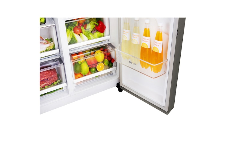 LG Side-by-Side mit Eis-, Crushed Ice- und Wasserspender | 606 Liter Kapazität | Energieeffizienzklasse F | Interner Wassertank 4L | Dark Graphite | GSL361ICEZ, GSL361ICEZ