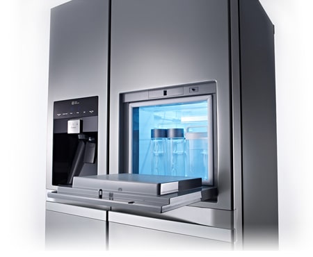 LG UND WASSERSPENDER UND ENERGIEEFFIZIENZKLASSE A++ LG Side-by-Side Kühlschrank mit integriertem Easy Open Griff, Barfach, Eis- und Wasserspender und Energieeffizienzklasse A++, GSP545PZQZ