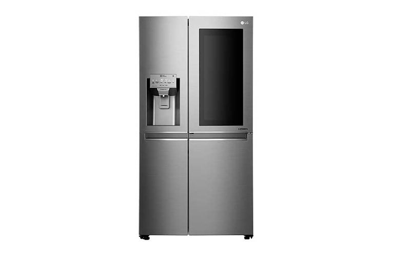 LG Side-by-Side mit InstaView Door-in-Door® | Eis-, Crushed Ice- und Wasserspender | 625 Liter Kapazität | Energieeffizienzklasse F | Festwasseranschluss | Edelstahl | GSX960NEAZ, GSX960NEAZ