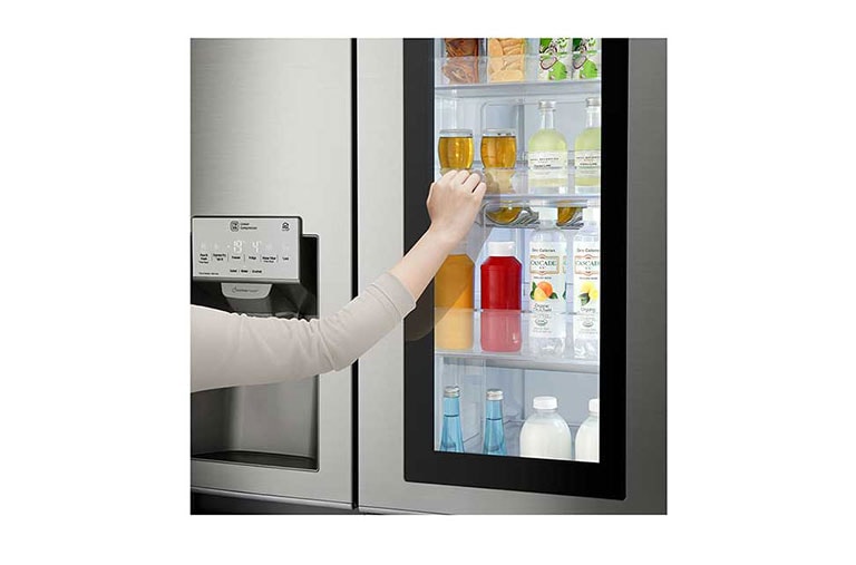 LG Side-by-Side mit InstaView Door-in-Door® | Eis-, Crushed Ice- und Wasserspender | 625 Liter Kapazität | Energieeffizienzklasse F | Festwasseranschluss | Edelstahl | GSX960NEAZ, GSX960NEAZ