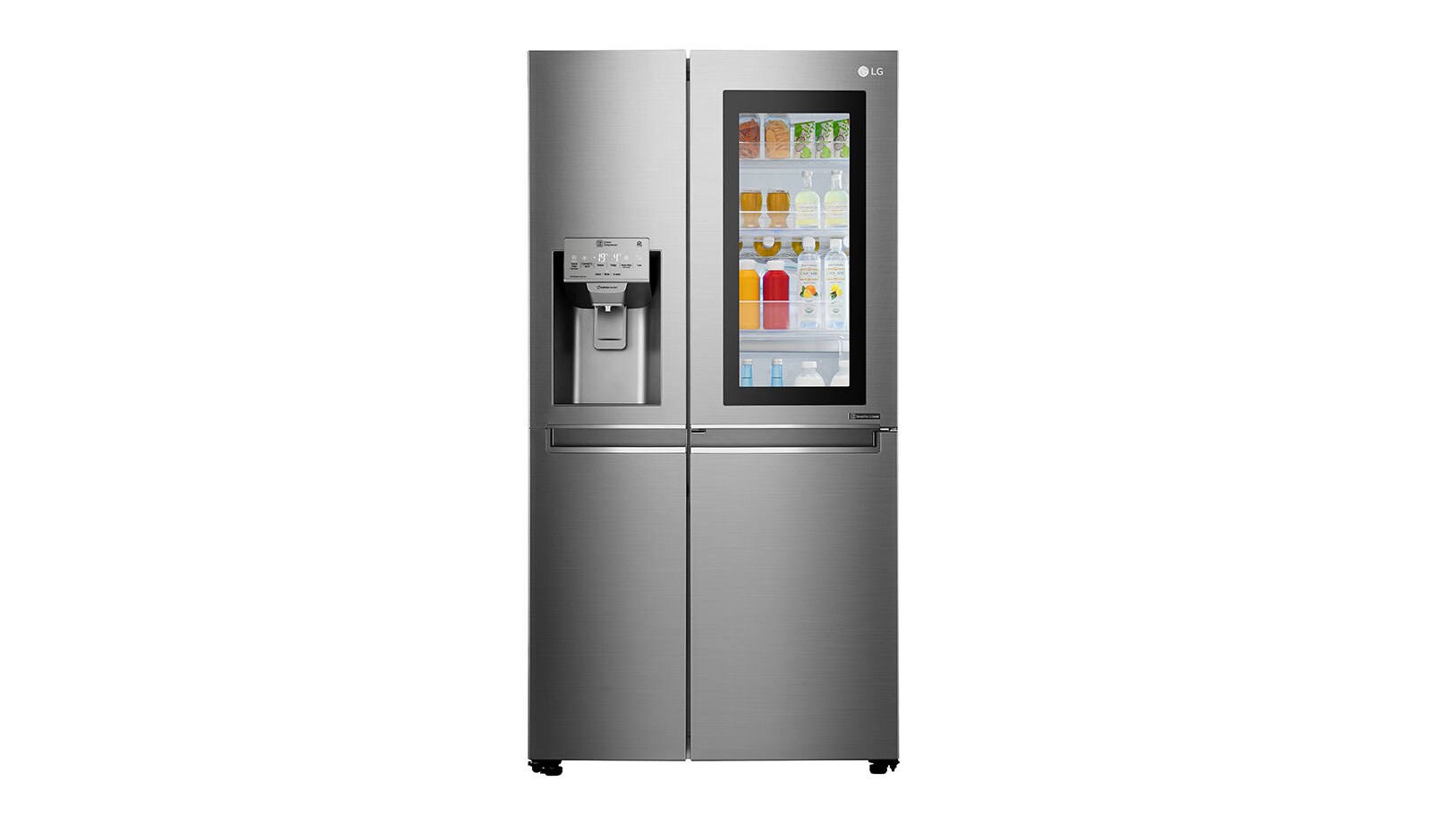 Vorderseite von Side-by-Side mit InstaView Door-in-Door® | Eis-, Crushed Ice- und Wasserspender | 625 Liter Kapazität | Energieeffizienzklasse F | Festwasseranschluss | Edelstahl | GSX960NEAZ GSX960NEAZ