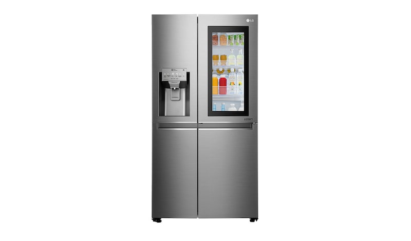Vorderseite von Side-by-Side mit InstaView Door-in-Door® | Eis-, Crushed Ice- und Wasserspender | 625 Liter Kapazität | Energieeffizienzklasse F | Festwasseranschluss | Edelstahl | GSX960NEAZ GSX960NEAZ